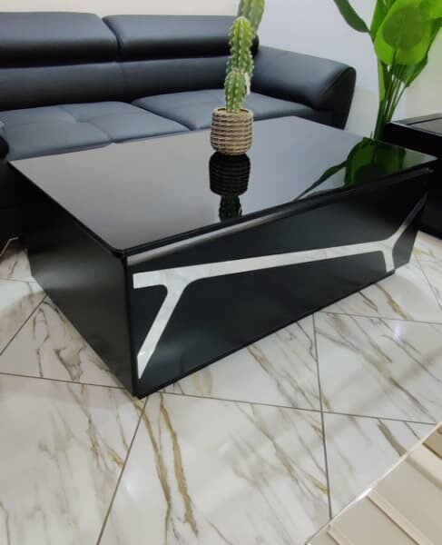 TABLE BASSE CESAR NOIR ET ARGENTERIE PR01828