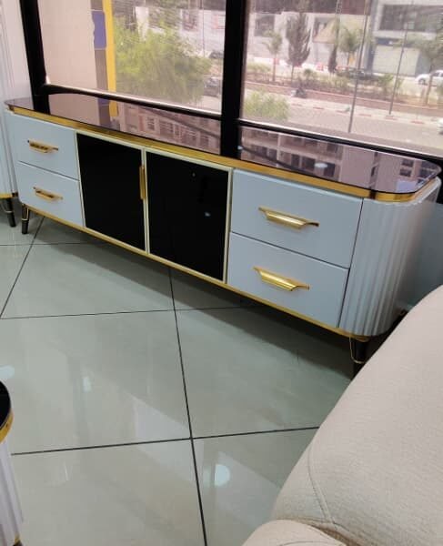 MEUBLE TV KIT BEIGE DORE AVEC LED PR01832