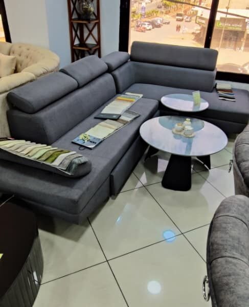 SALON L COUVERTIBALE GRIS FONCER 01476