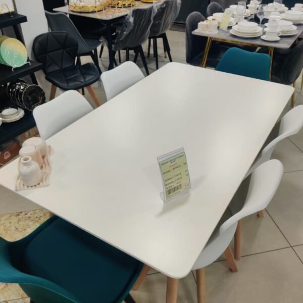 PACK MDF 148 BLANC +6 CHAISES BLANC