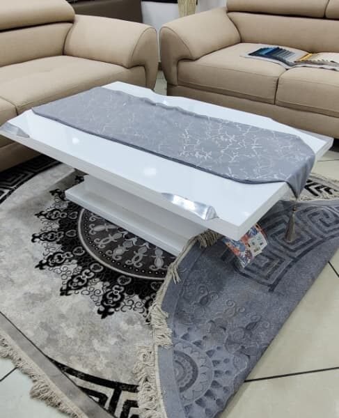 TABLE BASSE VALLEY GOLD BLANC PIED ARGENT