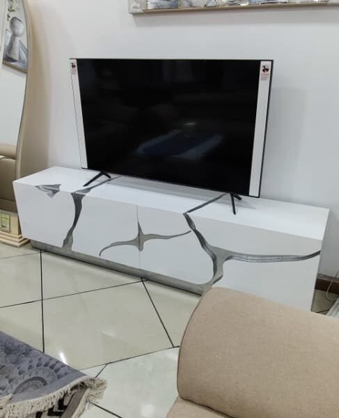 MEUBLE TV VALLEY GOLD BLANC PIED ARGENT PR00029