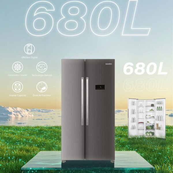 REFRIGERATEUR MAXWELL 680L NF INOX MAX-RSNH680AIX